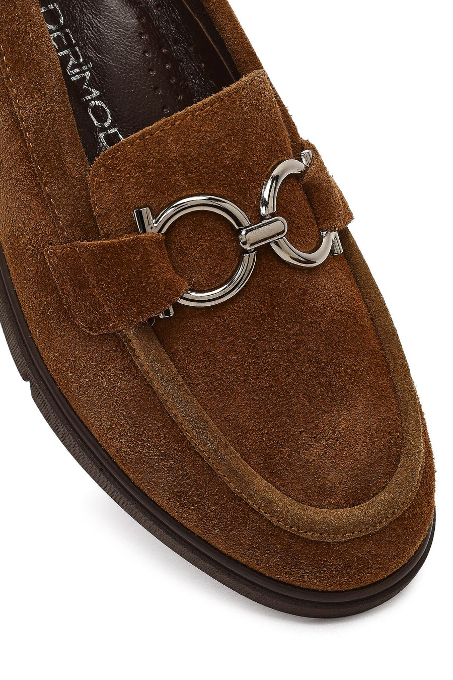 Kadın Vizon Tokalı Süet Deri Comfort Loafer