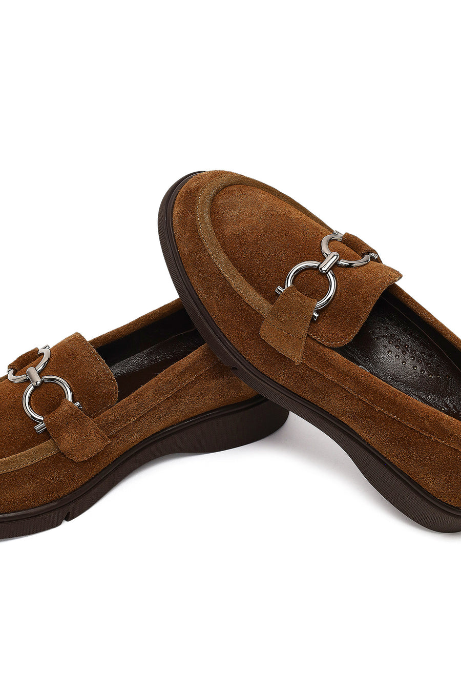 Kadın Vizon Tokalı Süet Deri Comfort Loafer