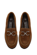 Kadın Vizon Tokalı Süet Deri Comfort Loafer | Derimod