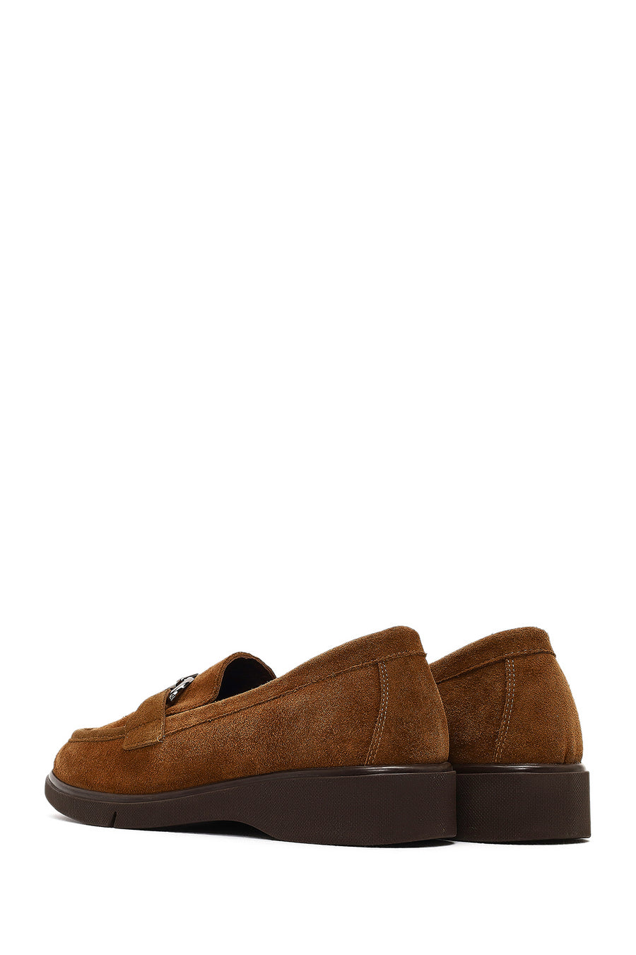 Kadın Vizon Tokalı Süet Deri Comfort Loafer