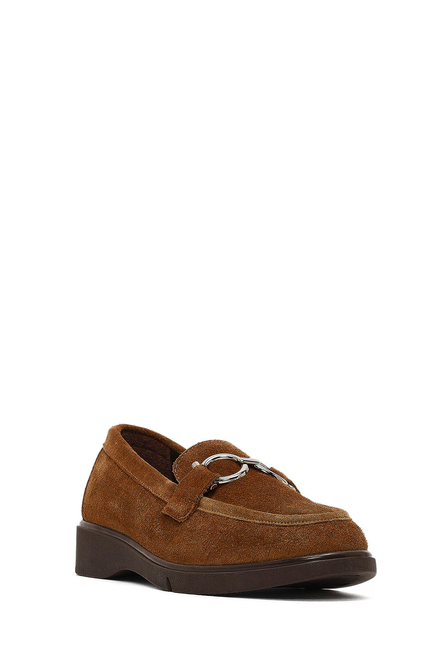 Kadın Vizon Tokalı Süet Deri Comfort Loafer