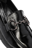 Kadın Siyah Tokalı Rugan Deri Comfort Loafer | Derimod