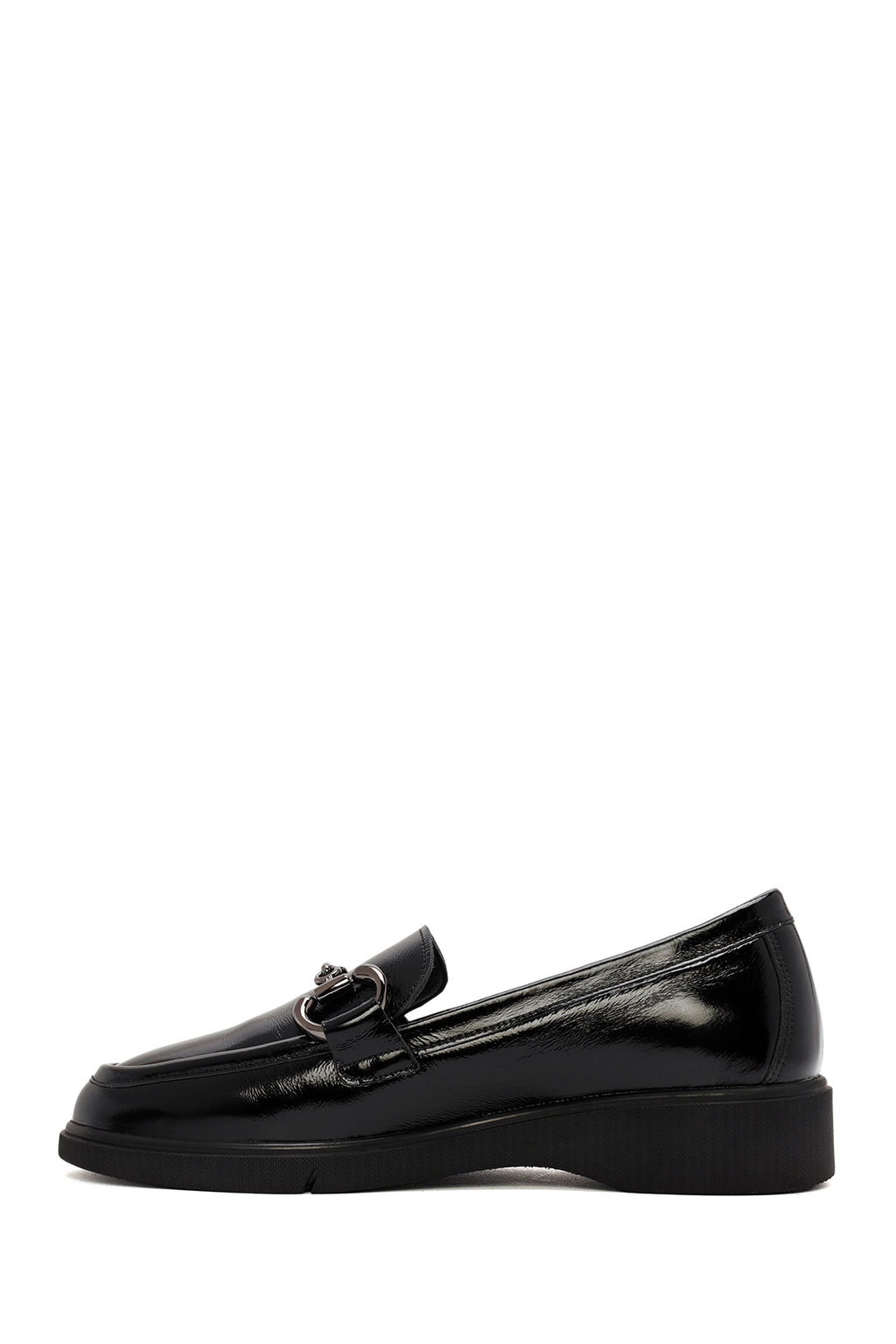 Kadın Siyah Tokalı Rugan Deri Comfort Loafer