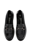 Kadın Siyah Tokalı Rugan Deri Comfort Loafer | Derimod