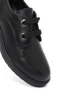 Kadın Siyah Bağcıklı Deri Oxford Ayakkabı | Derimod