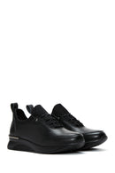 Woman Black Laced Leather Casual Shoes | Derimod