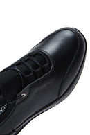 Woman Black Laced Leather Casual Shoes | Derimod