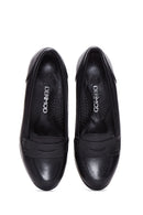 Woman Black Leather Wedge Heeled Shoes | Derimod