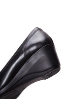 Woman Black Leather Wedge Heeled Shoes | Derimod