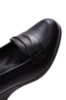 Woman Black Leather Wedge Heeled Shoes | Derimod