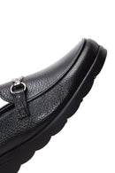 Woman Black Buckle Detailed Wedge Heels Leather Loafer | Derimod