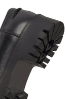 Women's Black Thick-Soled Buckled Leather Masculine Loafer | Derimod