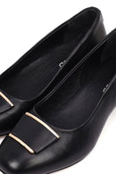 Kadın Siyah Kısa Kalın Topuklu Deri Topuklu Ayakkabı | Derimod