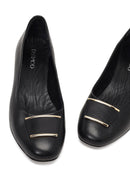 Kadın Siyah Kısa Kalın Topuklu Deri Topuklu Ayakkabı | Derimod