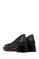 Kadın Siyah Kısa Kalın Topuklu Deri Topuklu Ayakkabı | Derimod