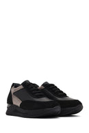 Woman Black Lace-up Wedge Heel Leather Sneaker | Derimod