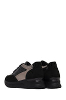 Woman Black Lace-up Wedge Heel Leather Sneaker | Derimod