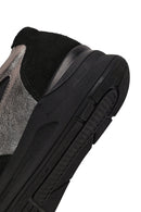 Woman Black Lace-up Wedge Heel Leather Sneaker | Derimod