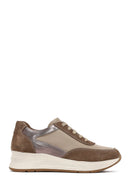Women's Mink Lace-Up Wedge Heel Leather Sneaker | Derimod