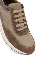 Women's Mink Lace-Up Wedge Heel Leather Sneaker | Derimod