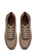 Women's Mink Lace-Up Wedge Heel Leather Sneaker | Derimod