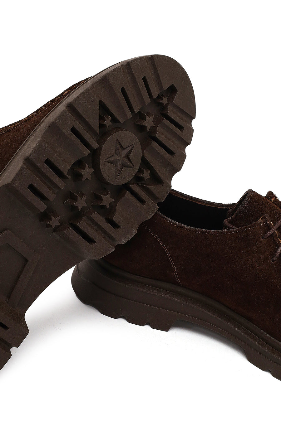 Women's Brown Lace-Up Suede Leather Masculine Shoe
