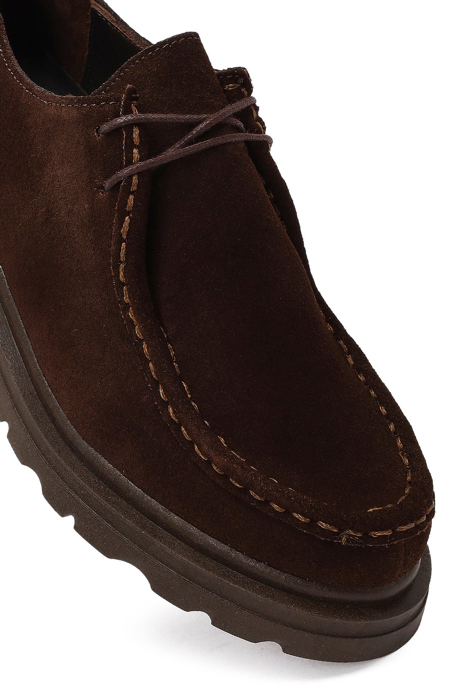 Women's Brown Lace-Up Suede Leather Masculine Shoe