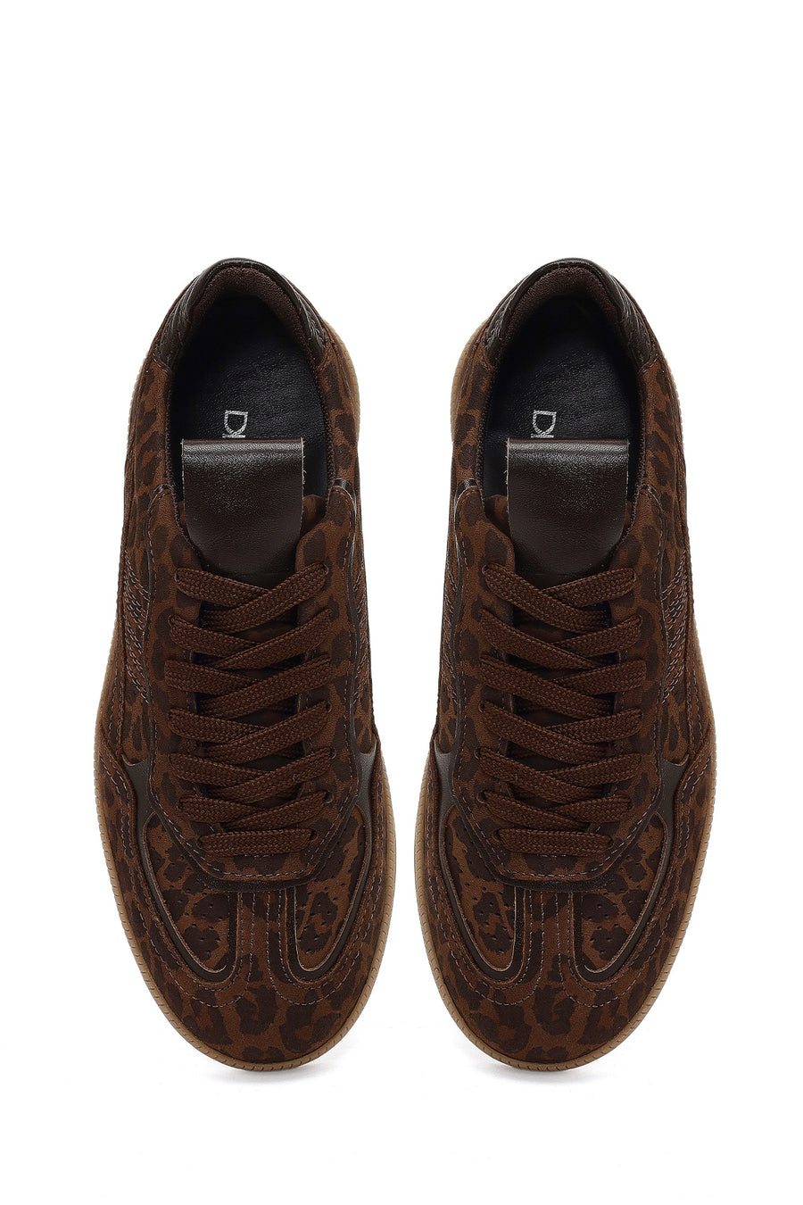 Kadın Kahverengi Bağcıklı Leopar Desenli Süet Deri Sneaker