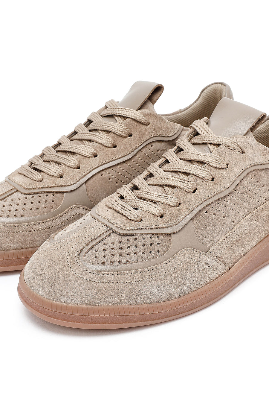 Kadın Taba Bağcıklı Süet Deri Sneaker