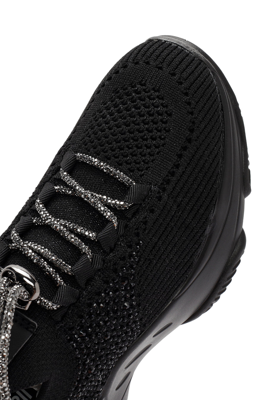 Derimod Zero Women's Black Lace-Up Stone Detailed Fabric Sneaker