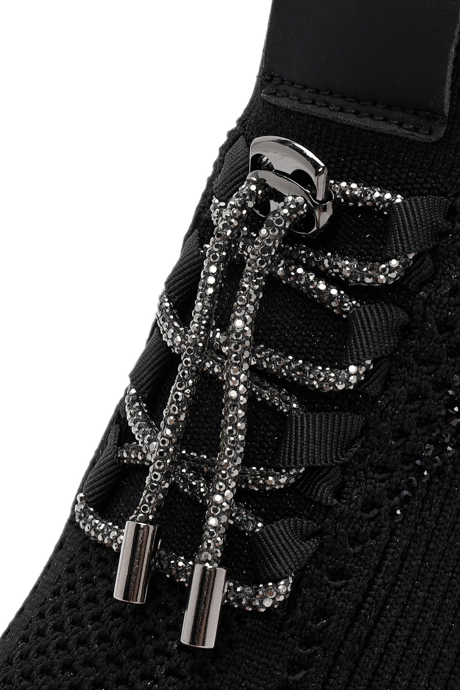 Derimod Zero Women's Black Lace-Up Stone Detailed Fabric Sneaker