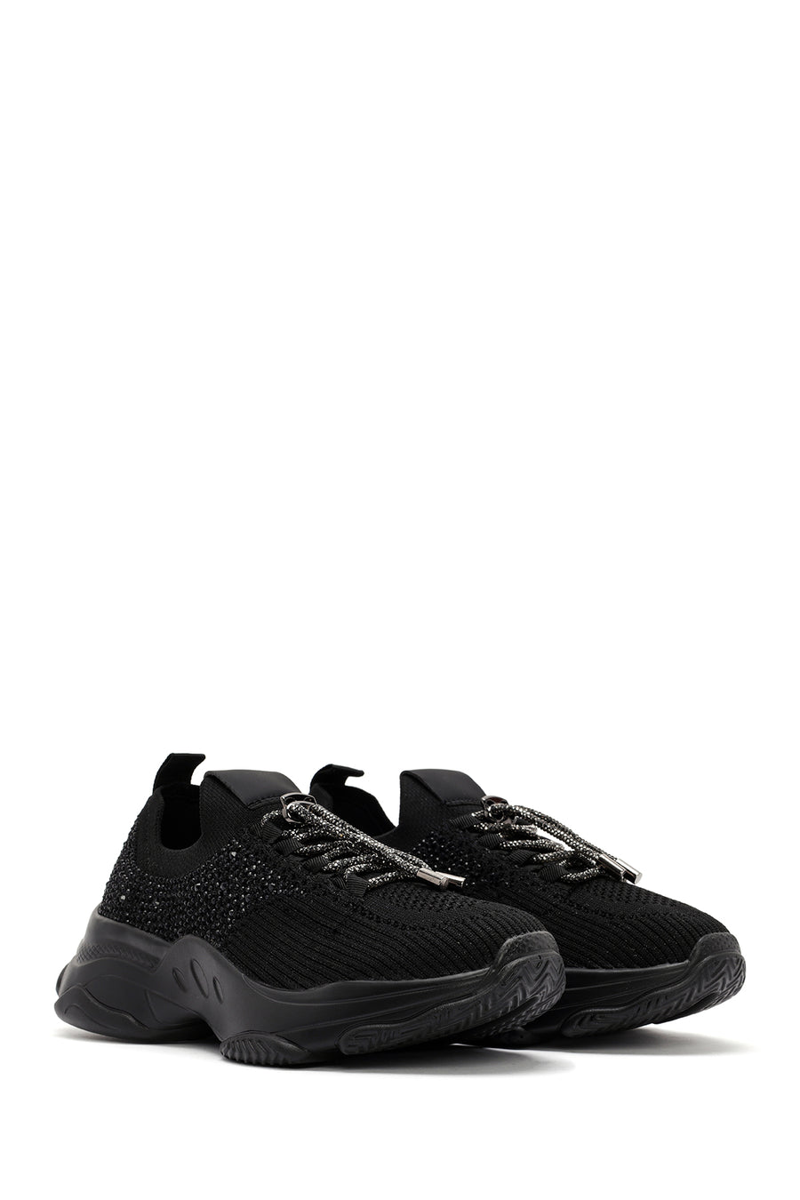 Derimod Zero Women's Black Lace-Up Stone Detailed Fabric Sneaker