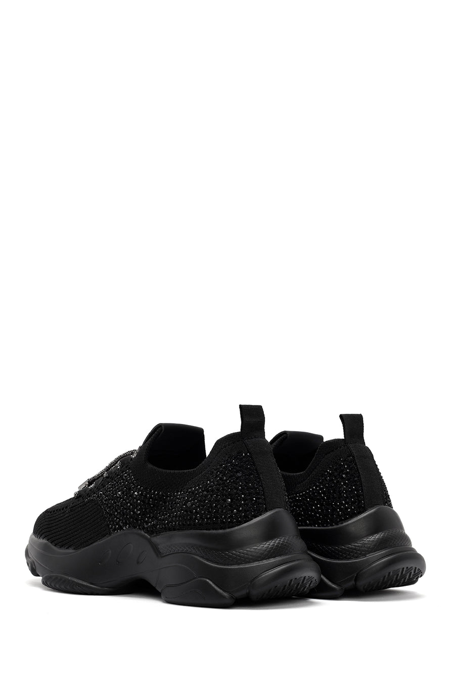 Derimod Zero Women's Black Lace-Up Stone Detailed Fabric Sneaker