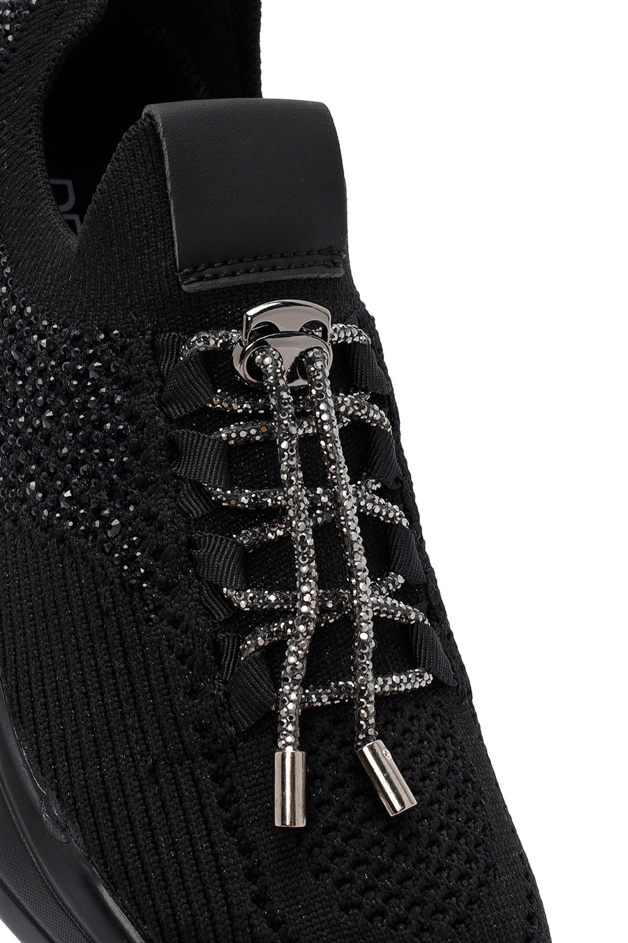 Derimod Zero Women's Black Lace-Up Stone Detailed Fabric Sneaker