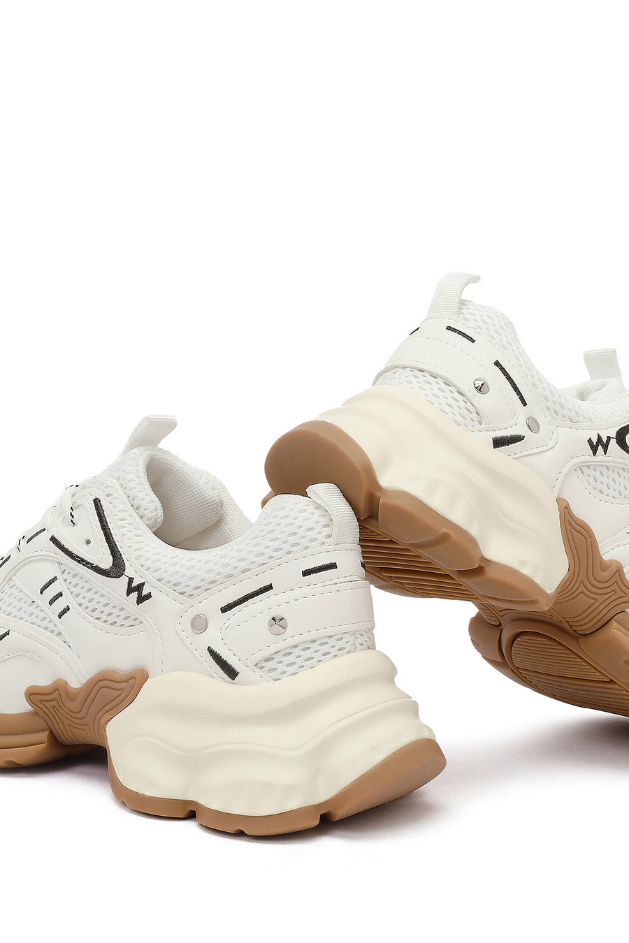 Women's White Lace-Up Thick-Soled Sneaker