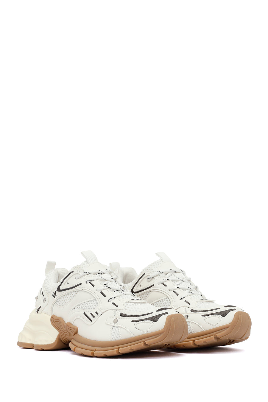 Women's White Lace-Up Thick-Soled Sneaker