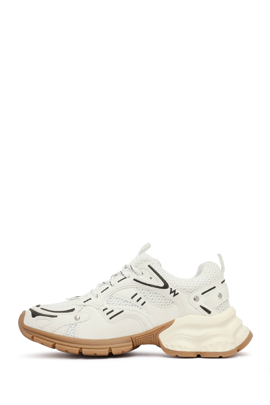 Women's White Lace-Up Thick-Soled Sneaker