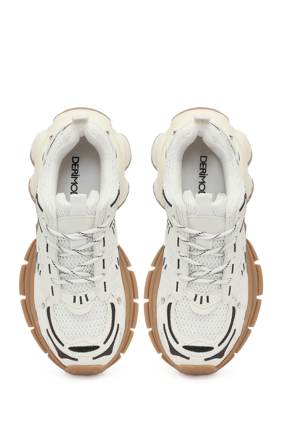 Women's White Lace-Up Thick-Soled Sneaker