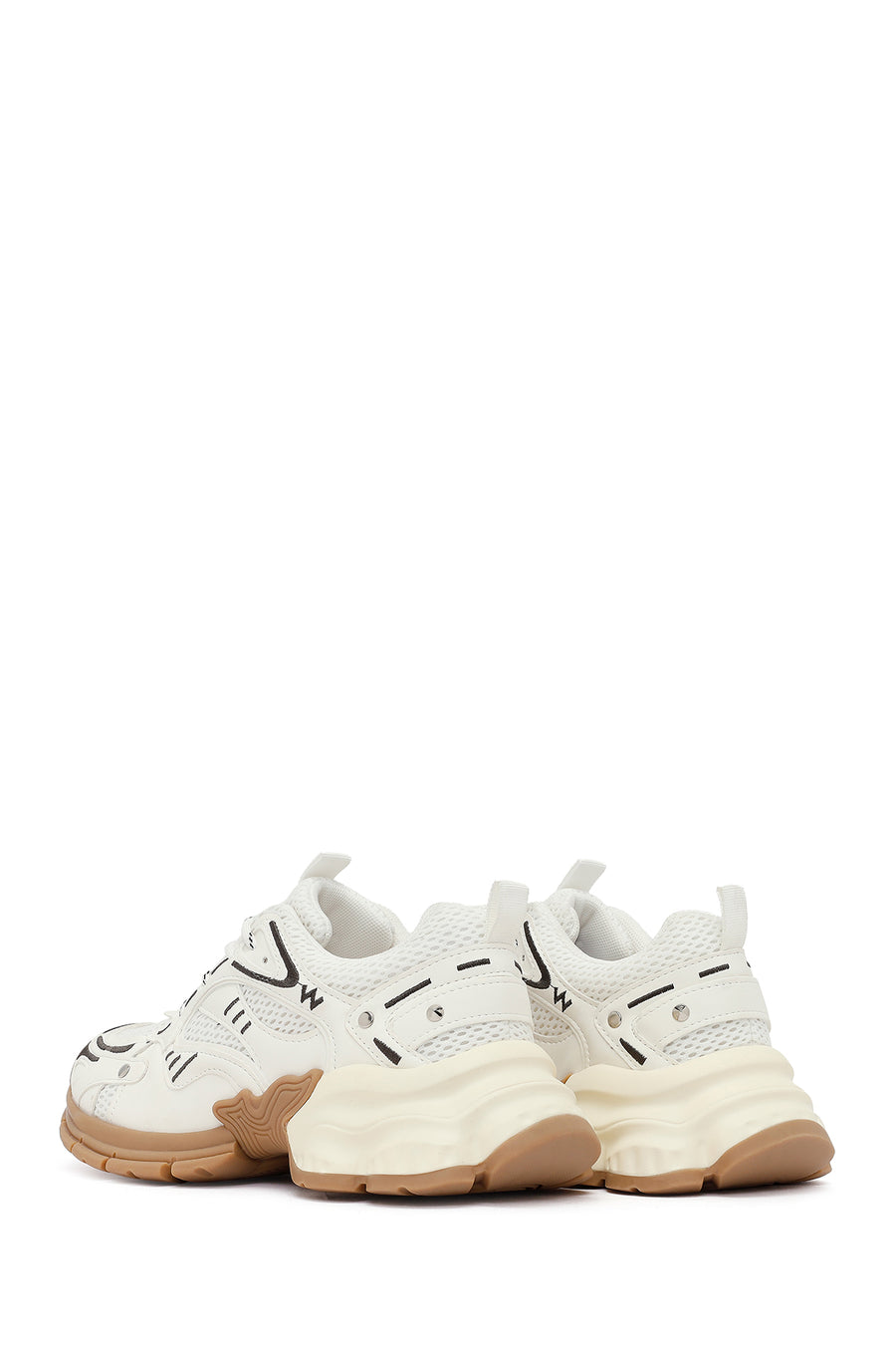 Women's White Lace-Up Thick-Soled Sneaker