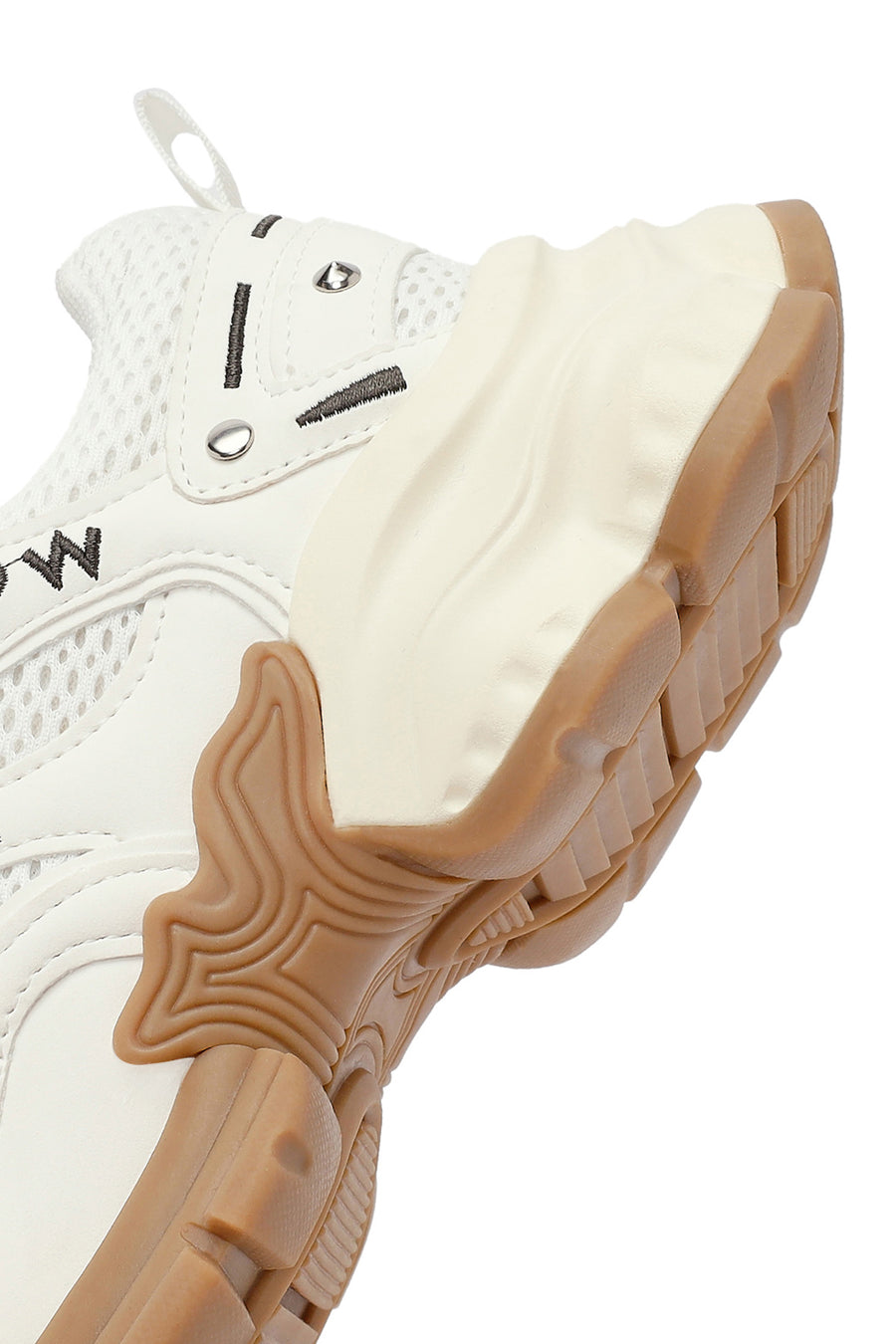 Women's White Lace-Up Thick-Soled Sneaker