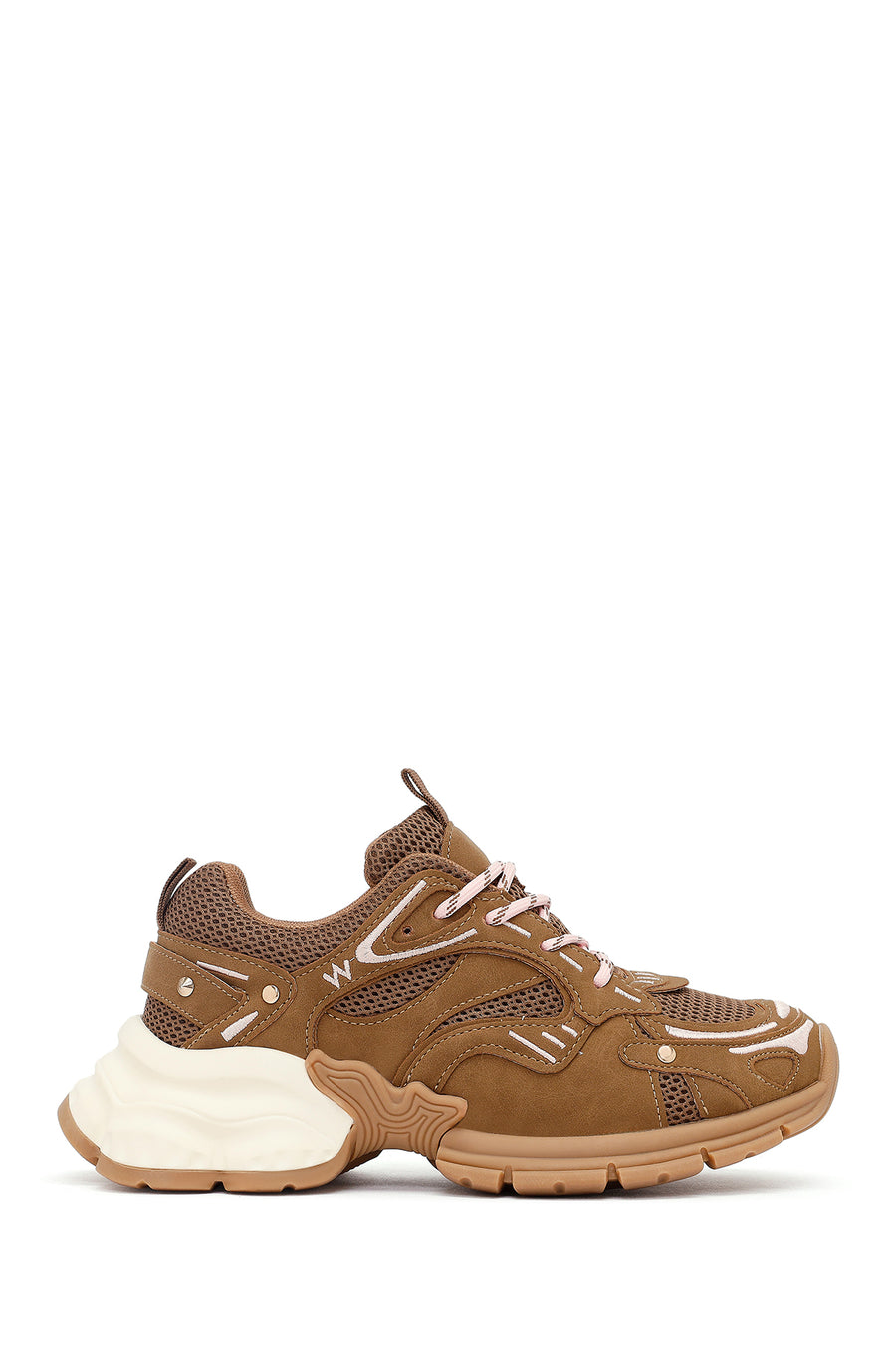 Women's Camel Lace-Up Thick-Soled Sneaker