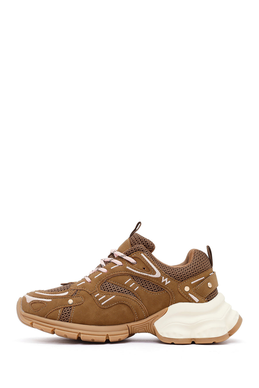 Women's Camel Lace-Up Thick-Soled Sneaker
