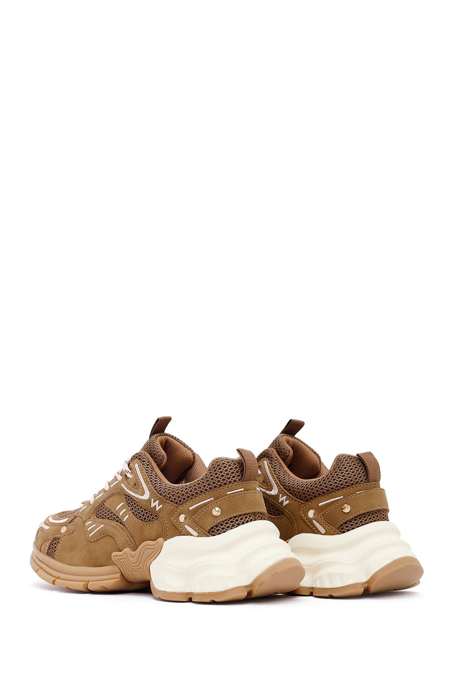 Women's Camel Lace-Up Thick-Soled Sneaker