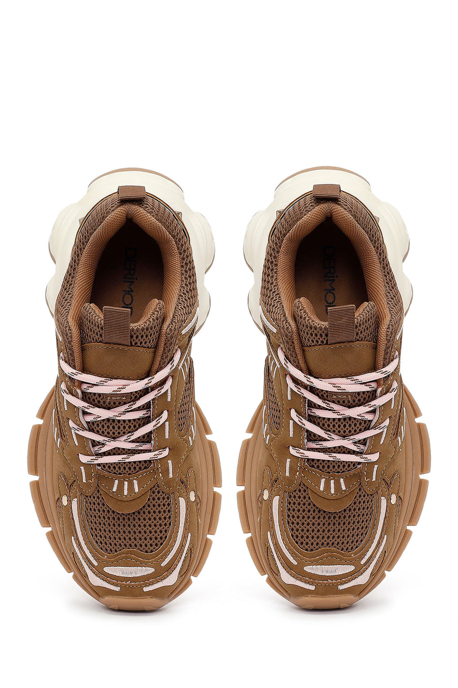 Women's Camel Lace-Up Thick-Soled Sneaker