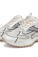 Women's White Lace-Up Thick-Soled Sneaker | Derimod