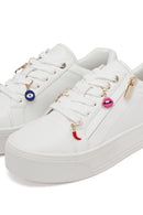 Women's White Lace-Up Thick-Soled Sneaker | Derimod