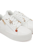 Women's White Lace-Up Thick-Soled Sneaker | Derimod