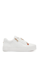 Women's White Lace-Up Thick-Soled Sneaker | Derimod