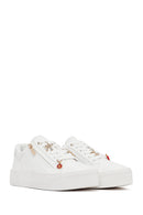 Women's White Lace-Up Thick-Soled Sneaker | Derimod