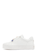 Women's White Lace-Up Thick-Soled Sneaker | Derimod